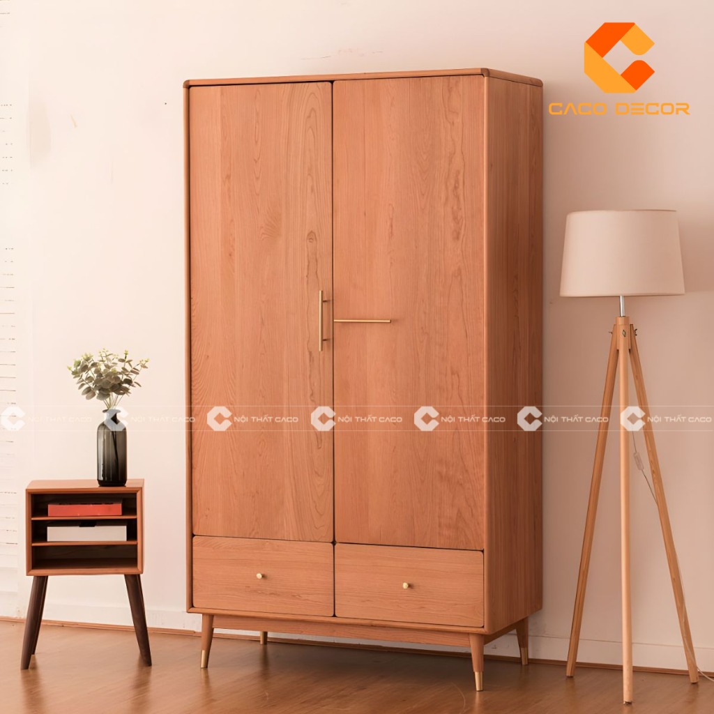 Mẫu tủ quần áo 2 cánh gỗ tự nhiên bởi CaCo mã SP06