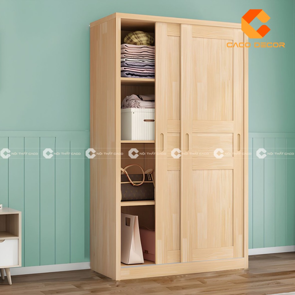 Kích thước tiêu chuẩn của tủ quần áo  2 cánh gỗ tự nhiên
