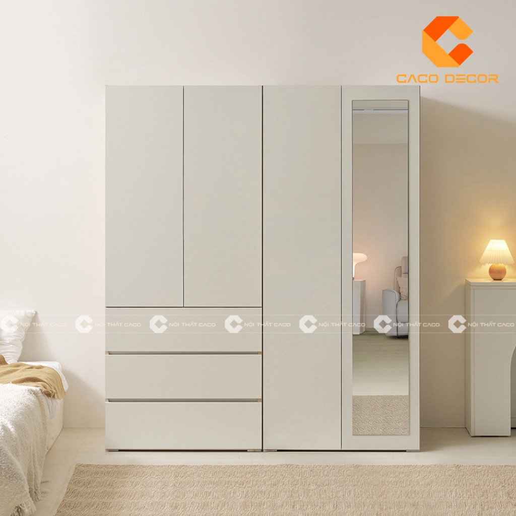 Mẫu 05 tủ quần áo gỗ có gương tại cửa hàng CaCo