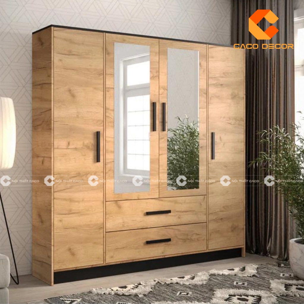 Tủ quần áo gỗ có gương tân dụng tối đa không gian phòng ngủ