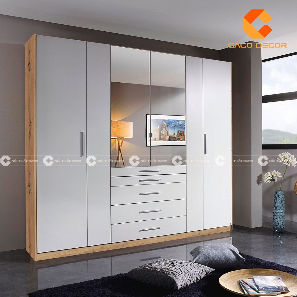 Bố trí tủ quần áo có gương trong phòng ngủ