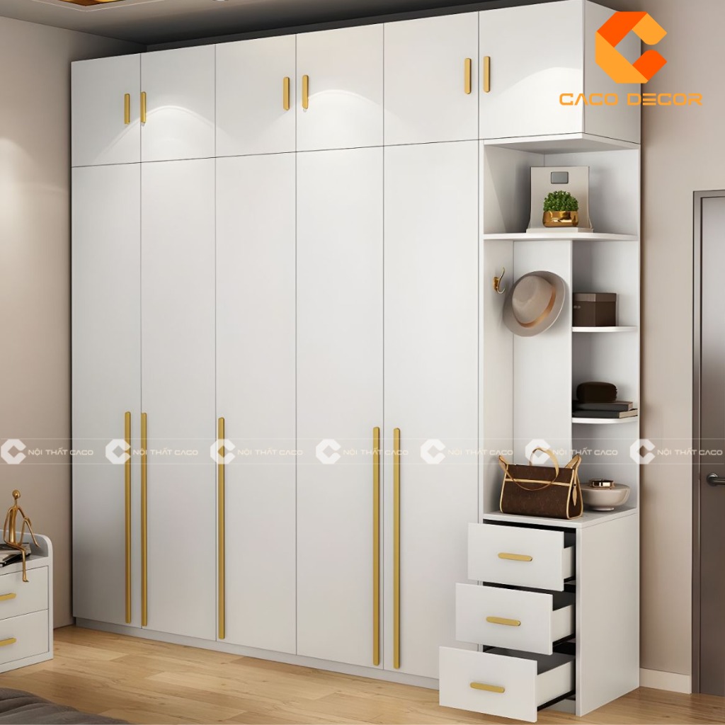 Mẫu tủ quần áo màu trắng hiện đại tại cửa hàng CaCo mã SP11