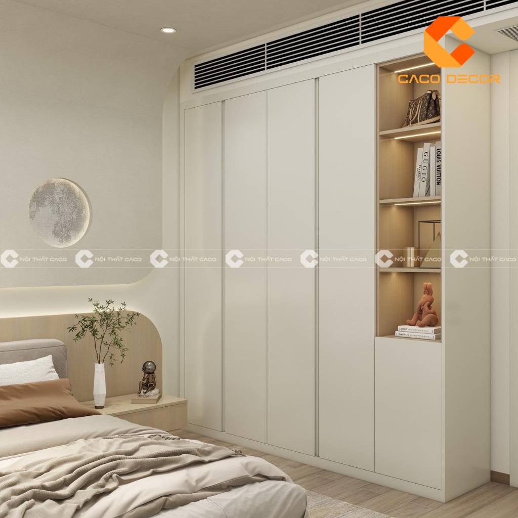 Mẫu tủ quần áo màu trắng hiện đại tại cửa hàng CaCo mã SP06