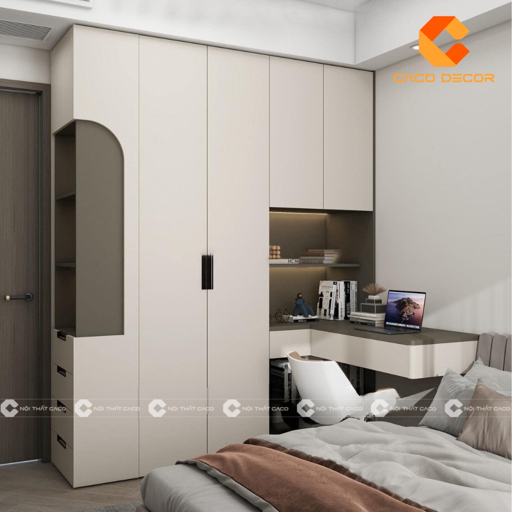 Mẫu tủ quần áo màu trắng hiện đại tại cửa hàng CaCo mã SP07