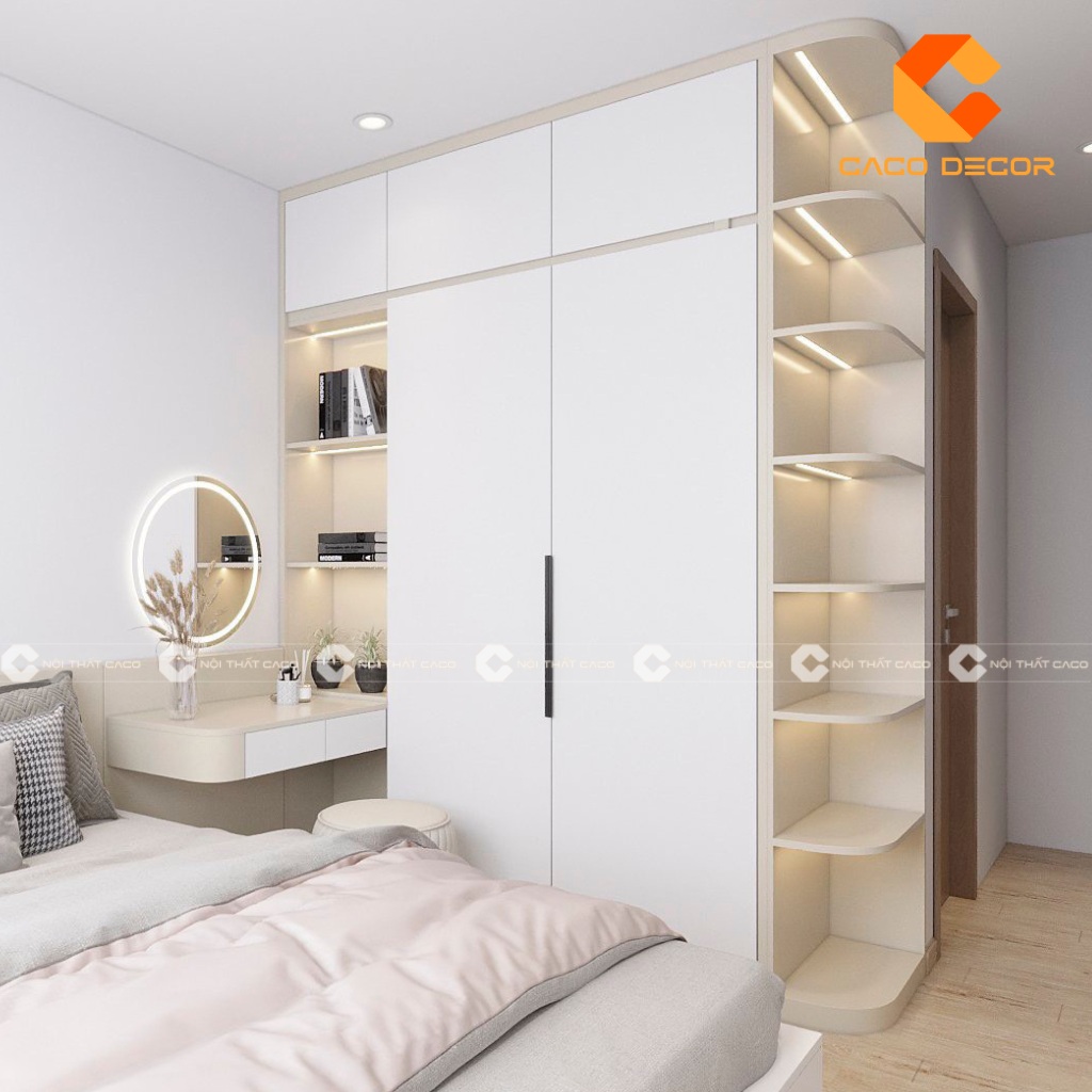 Mẫu tủ quần áo màu trắng hiện đại tại cửa hàng CaCo mã SP13