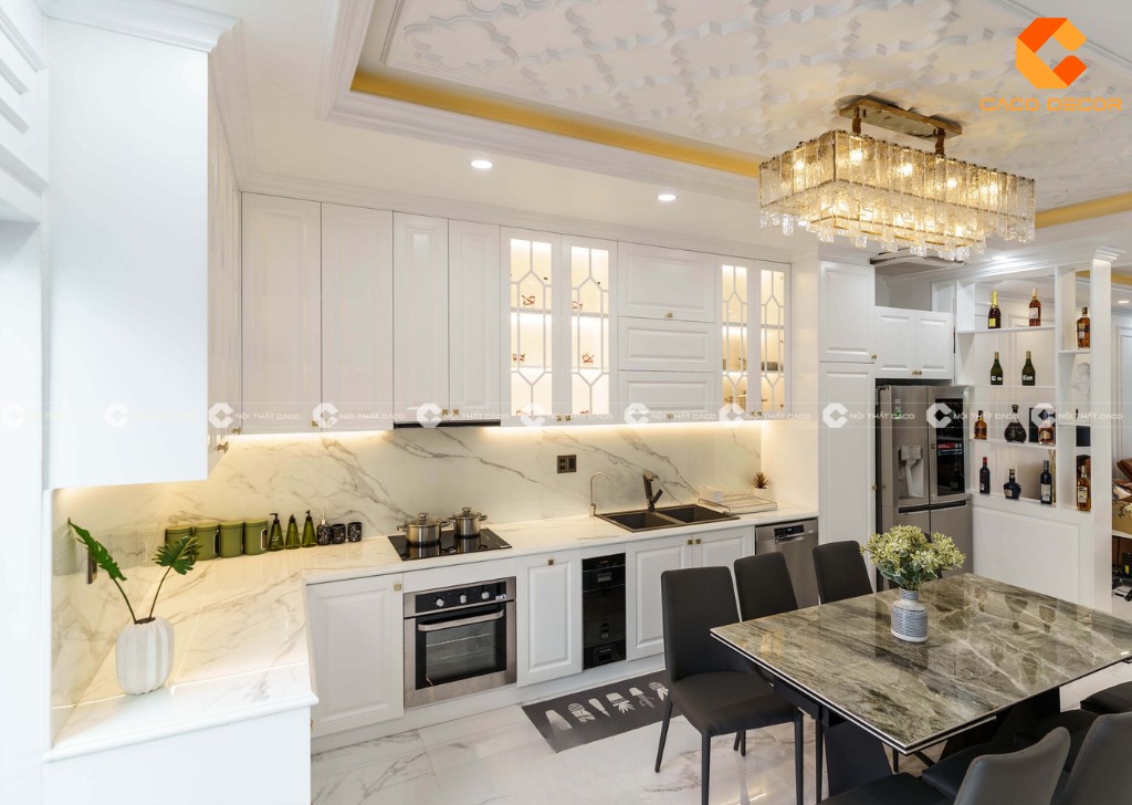 Nội thất bếp màu trắng