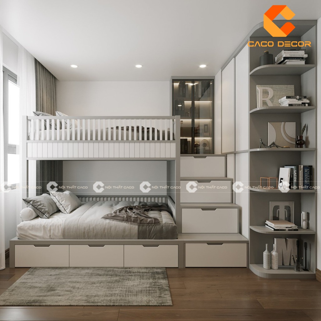 Tủ quần áo liền giường tầng với thiết kế tủ quần áo lớn đẹp