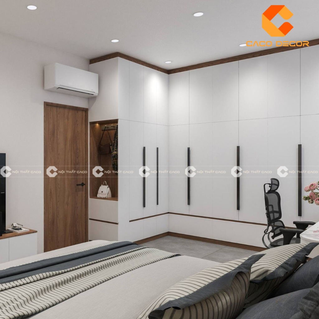 Mẫu tủ quần áo chung cư làm bởi xưởng CaCo với mã SP12