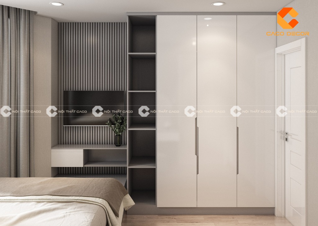 Mẫu 08 về sản phẩm tủ quần áo kèm kệ tivi tại cửa hàng CaCo
