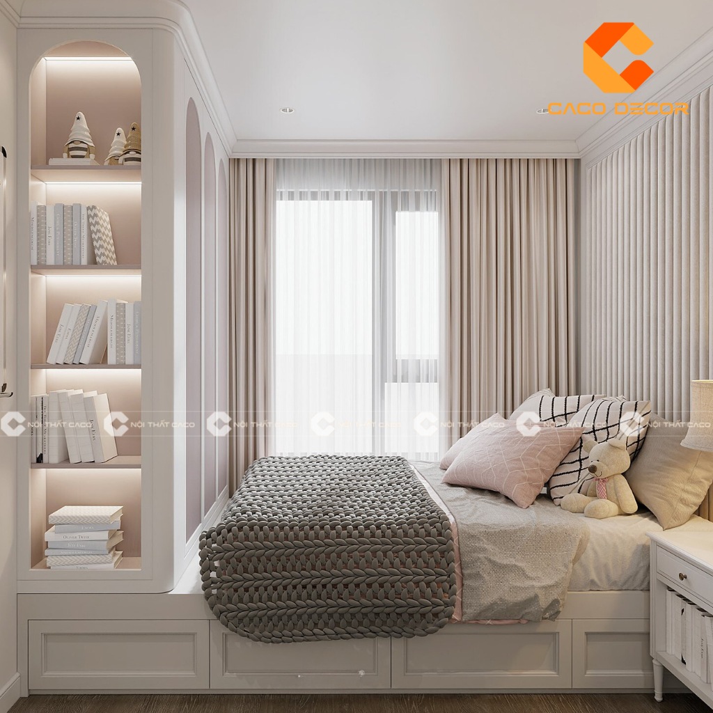 Tủ quần áo liền giường thiết kế phong cách tân cổ điển 