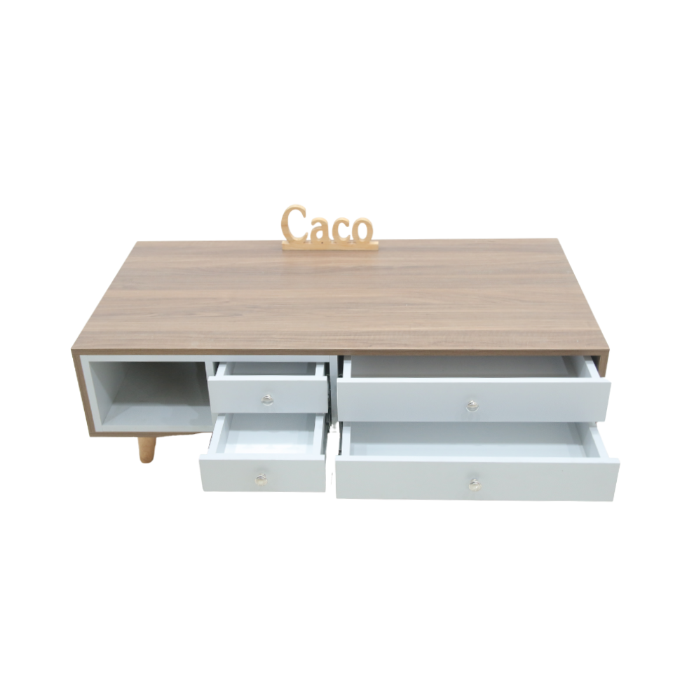 Bàn Trà Chân Cao Gỗ MDF Màu Nếp Phối Trắng 3