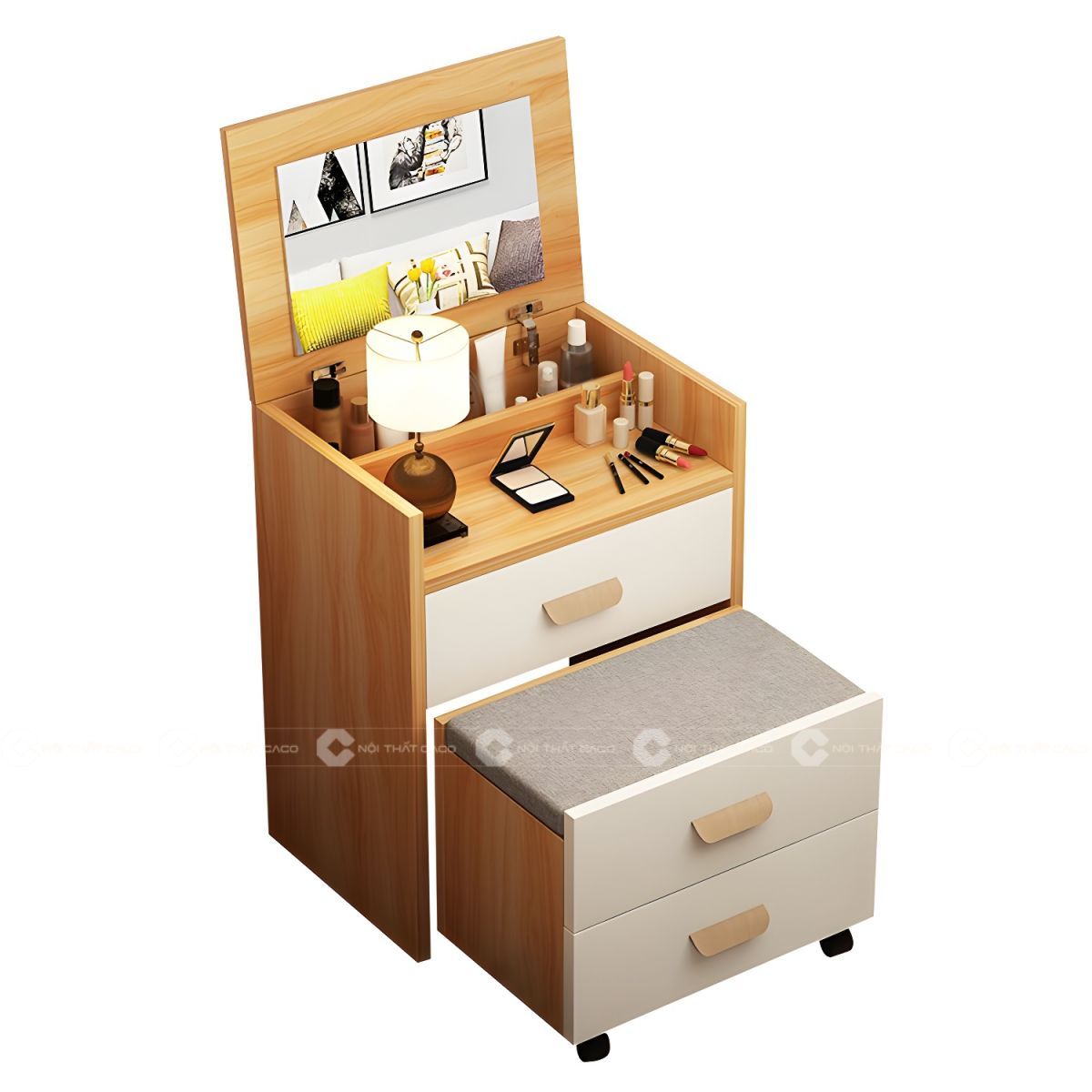 Bàn Trang Điểm Gỗ Công Nghiệp MDF Tiện Lợi, Thông Minh - BTD019 5