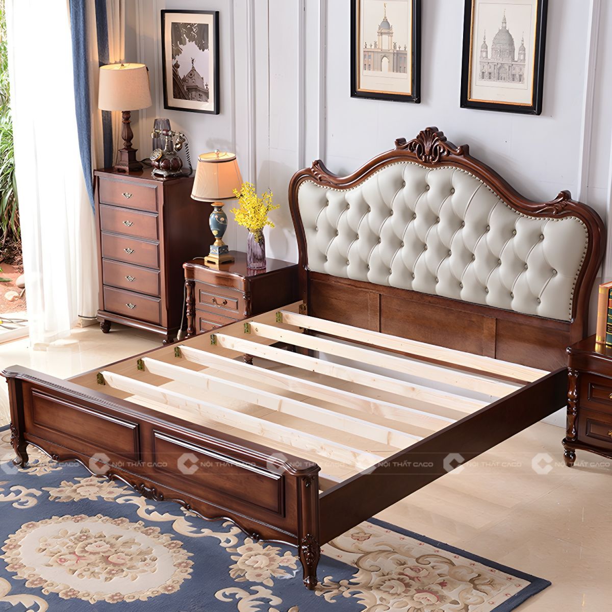 Giường ngủ gỗ tự nhiên phong cách cổ điển