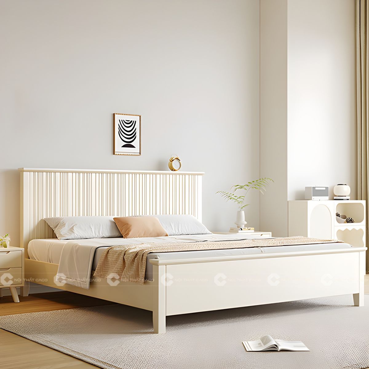 Giường ngủ gỗ tự nhiên thiết kế thanh lịch