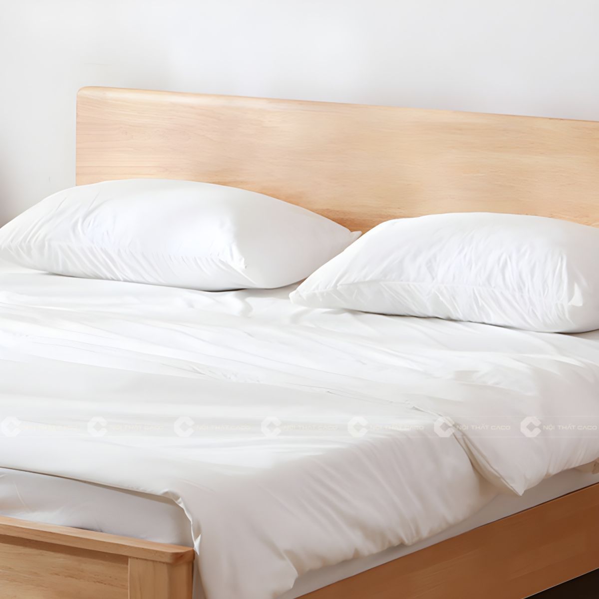 Giường ngủ gỗ tự nhiên thiết kế đầu giường bo tròn tinh tế