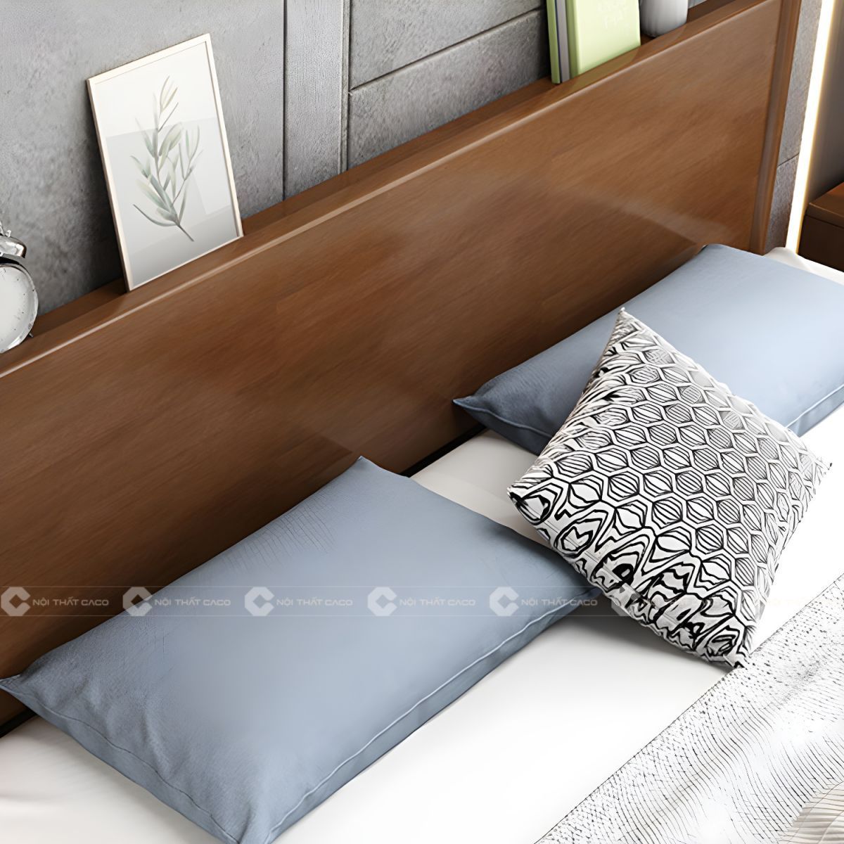 Giường ngủ gỗ tự nhiên với thiết kế bo tròn tinh tế