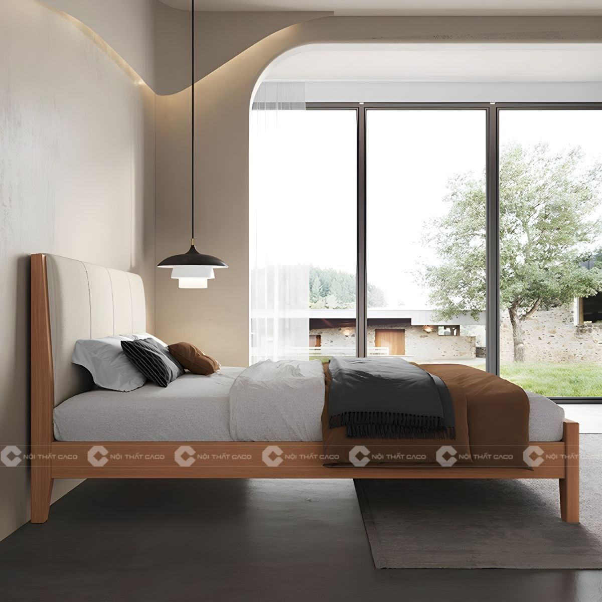 Giường ngủ gỗ tự nhiên hiện đại thanh lịch