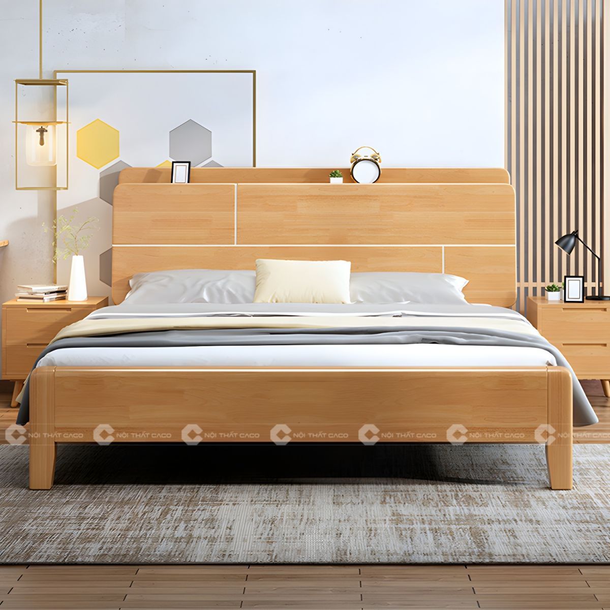 Giường ngủ gỗ tự nhiên thanh lịch tinh tế