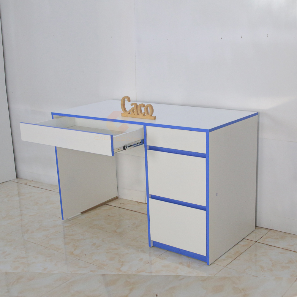 BÀN LÀM VIỆC MDF PHỦ MELAMINE MÀU TRẮNG PHỐI XANH CAO CẤP 5