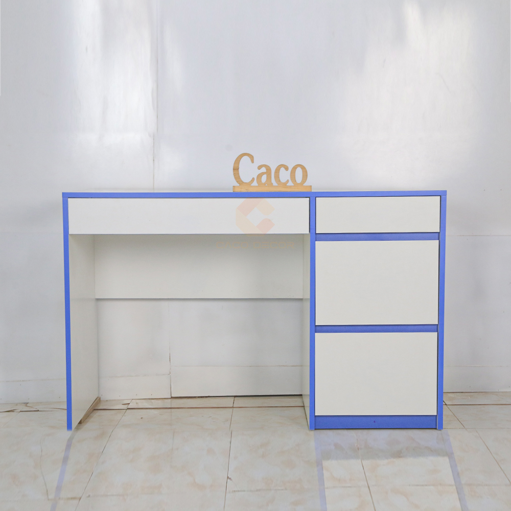 BÀN LÀM VIỆC MDF PHỦ MELAMINE MÀU TRẮNG PHỐI XANH CAO CẤP 1