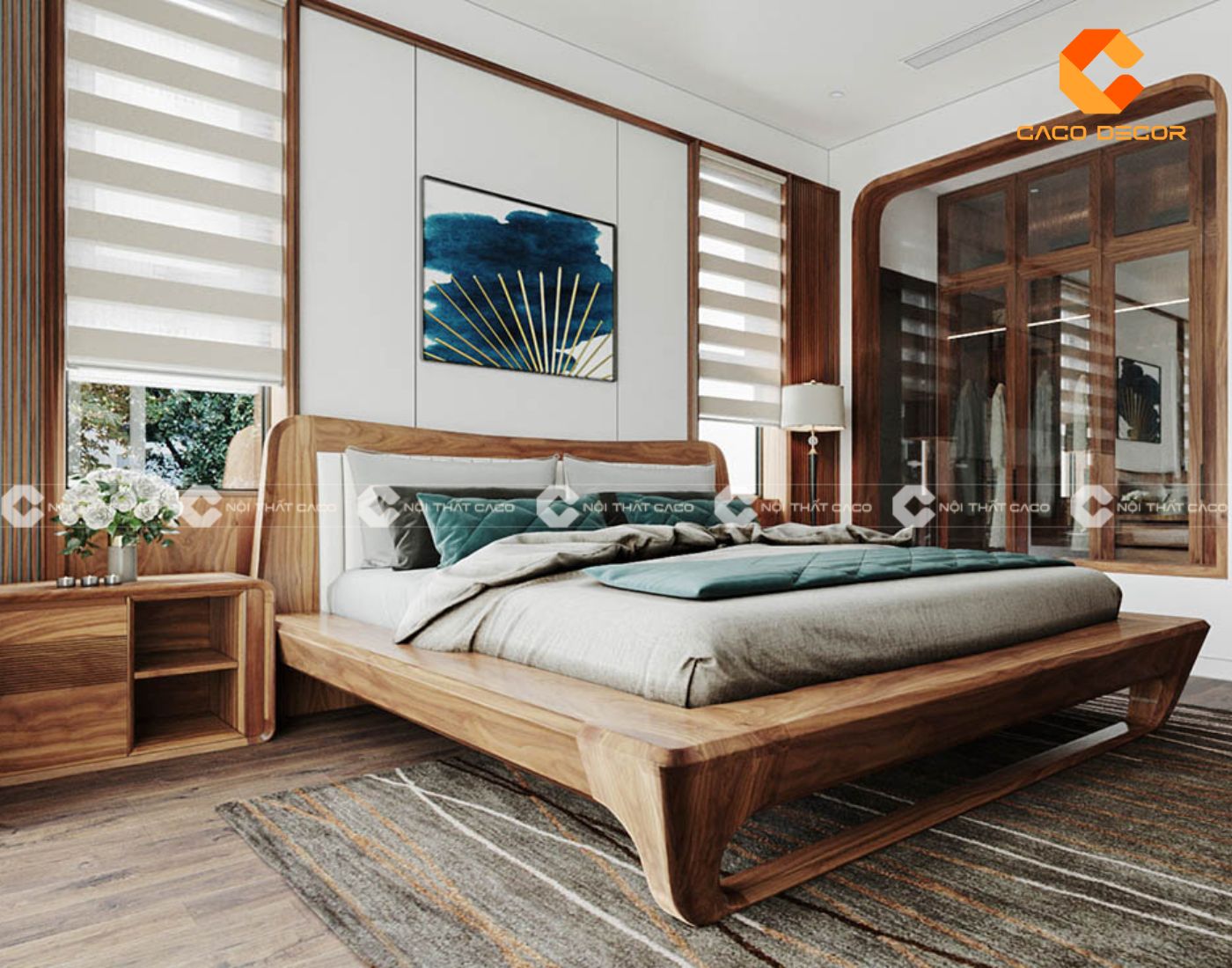 Trọn bộ giường tủ phòng ngủ gỗ tự nhiên chất lượng cao giá tốt  5