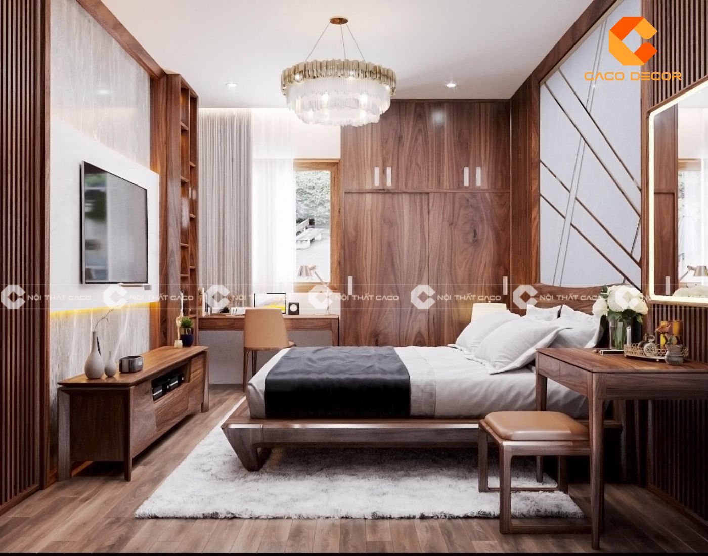 Trọn bộ giường tủ phòng ngủ gỗ tự nhiên chất lượng cao giá tốt  4