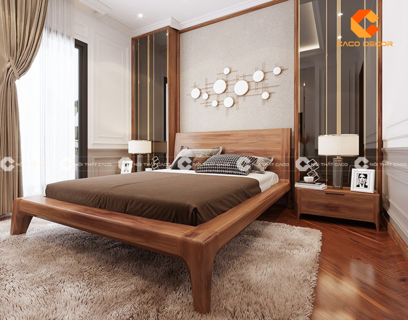 Trọn bộ giường tủ phòng ngủ gỗ tự nhiên chất lượng cao giá tốt  12