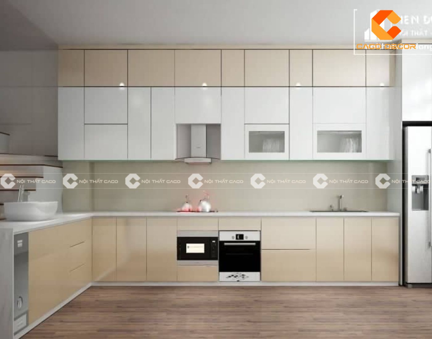 Làm tủ bếp gỗ công nghiệp mã số 10 trong BST tủ bếp gia đình