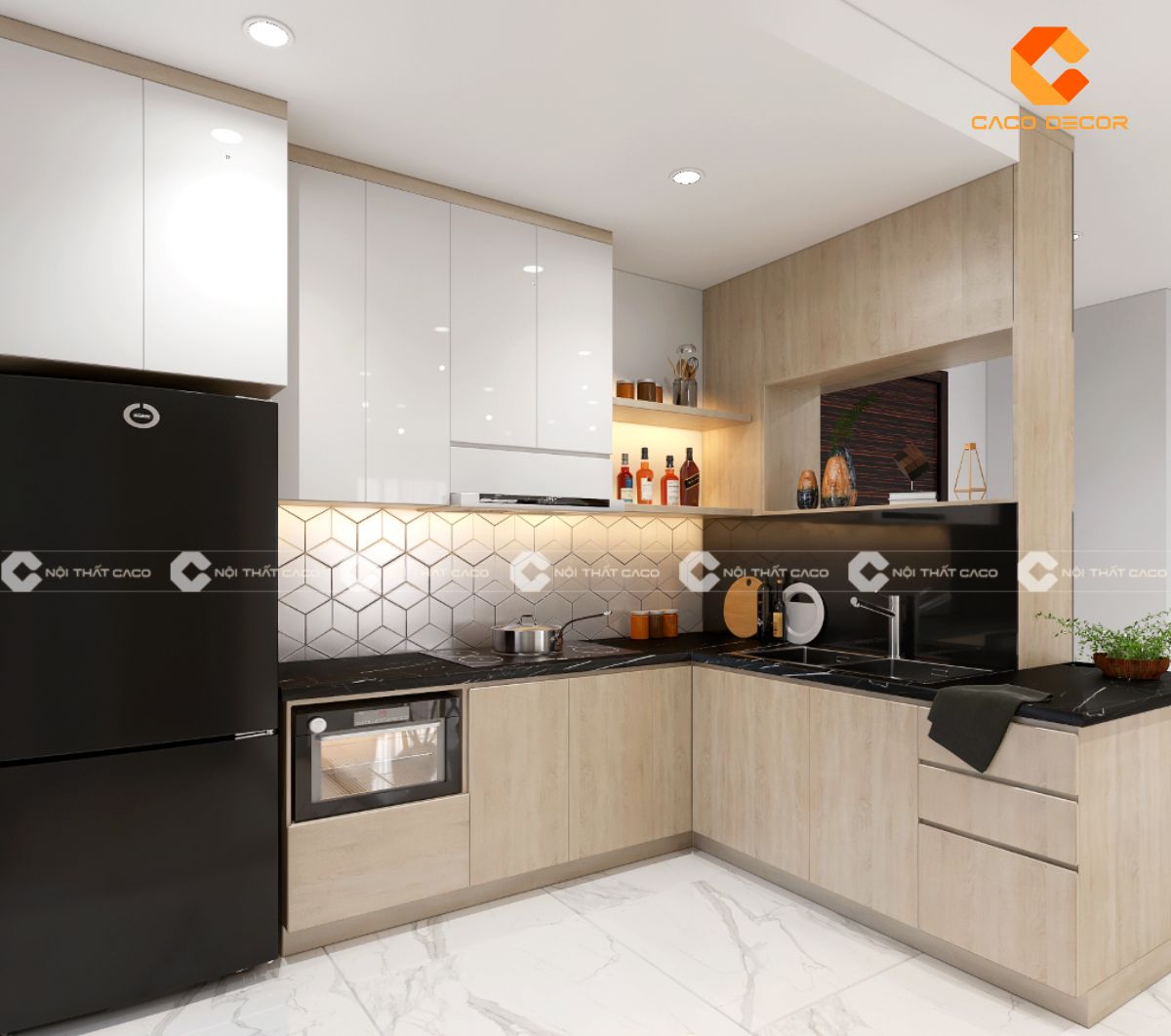 Tủ Bếp Gỗ Công Nghiệp MDF An Cường mẫu 3