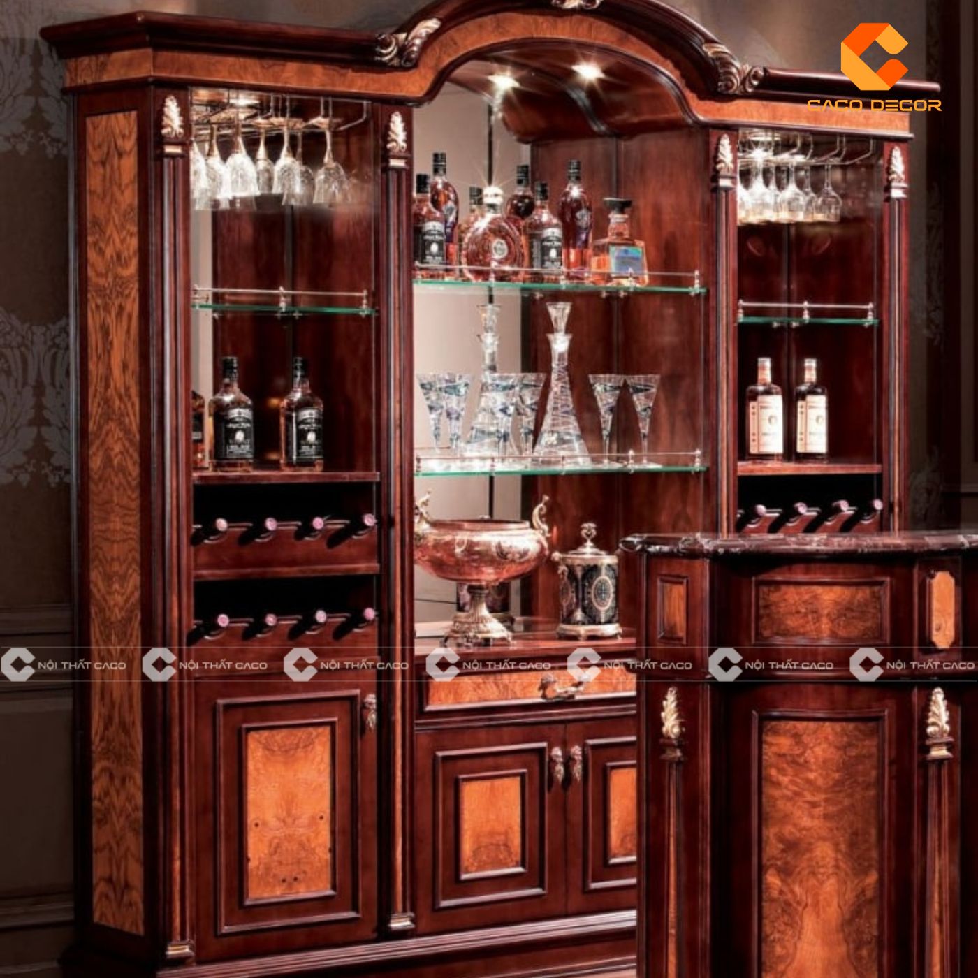 Tủ rượu đẹp phong cách cổ điển có chất liệu cao cấp