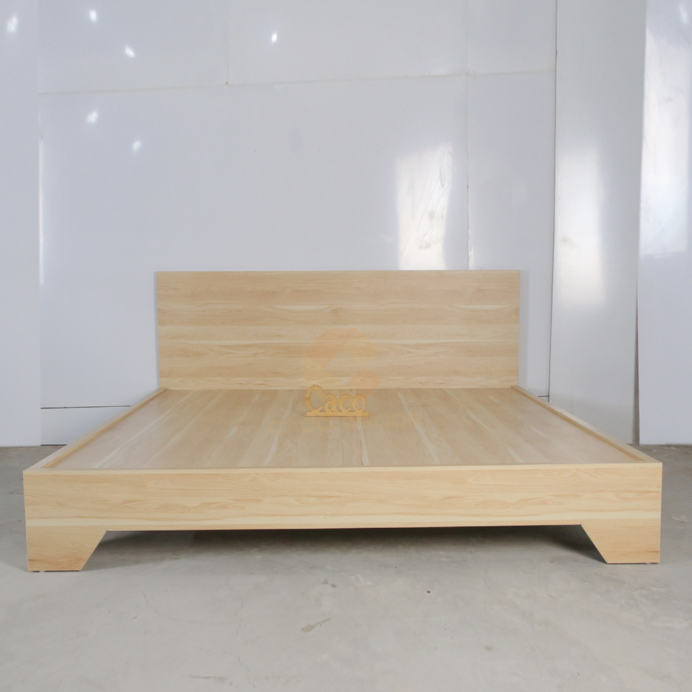 Giường Ngủ Gỗ MDF Melamine Màu Vàng Vân Gỗ Chân Cao Đẹp Giá Rẻ 3