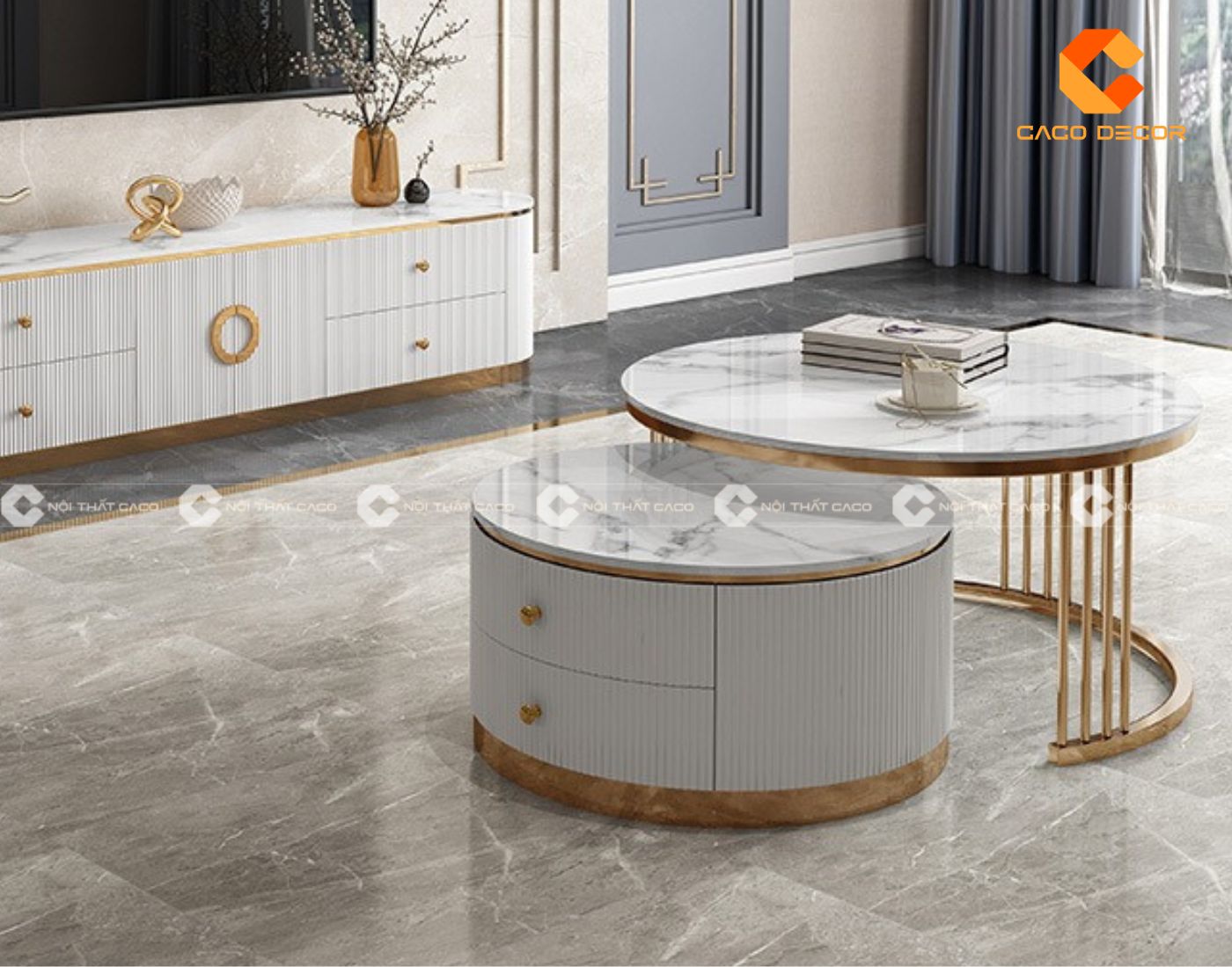 Bộ bàn trà đẹp đa năng thiết kế bàn đôi 