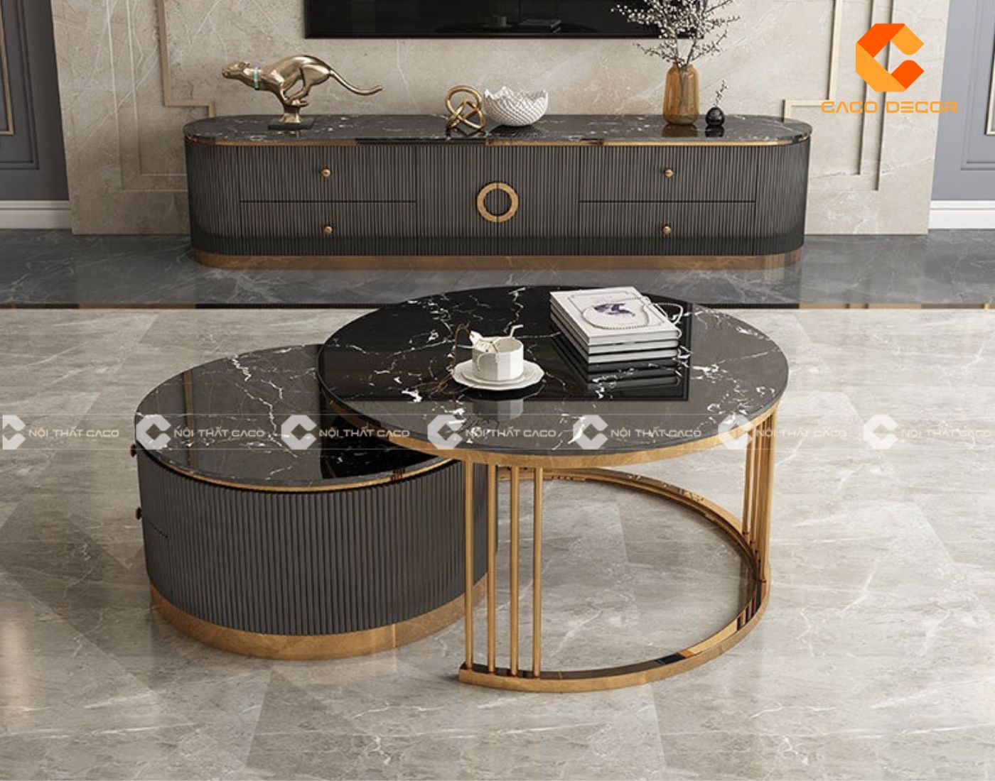 Bộ bàn trà đẹp thiết kế phối màu hài hòa với phòng khách nhà bạn