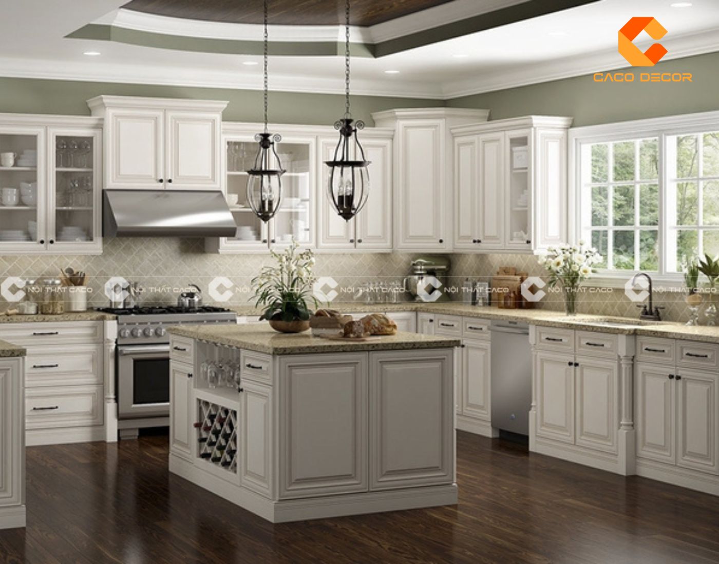 Tủ bếp hiện đại, sang trọng bằng gỗ tự nhiên mang nét đẹp mộc mạc, ấm cúng