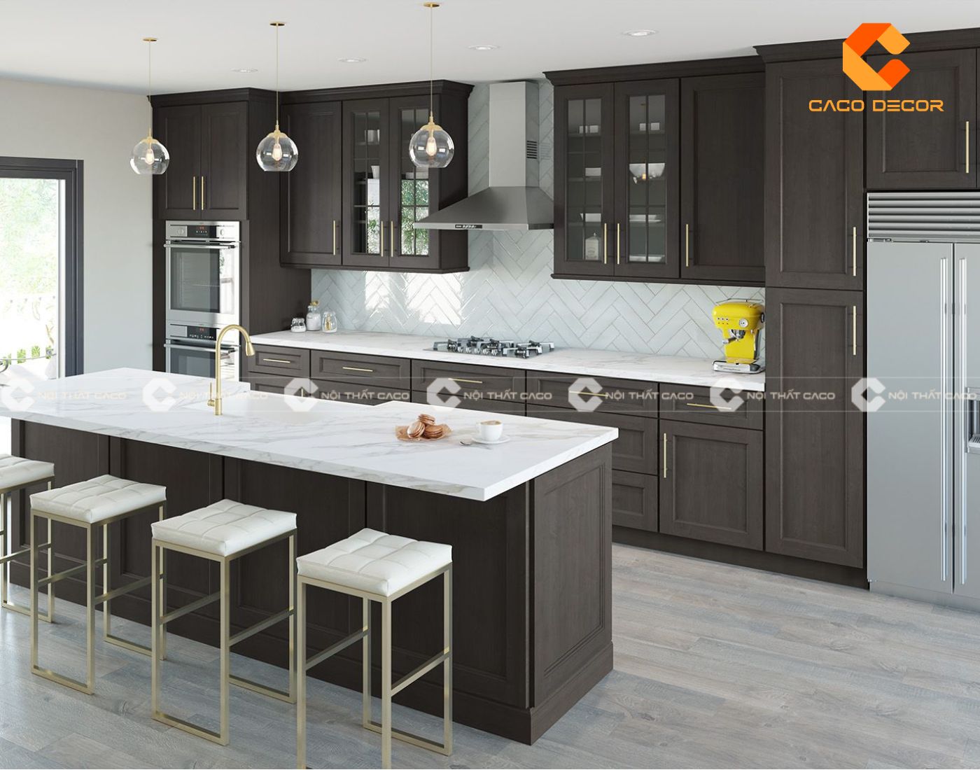 Thiết kế tủ bếp có quầy bar sẽ thể hiện cá tính, đẳng cấp sống của gia chủ