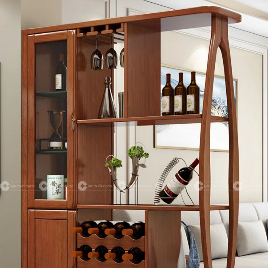 Tủ Rượu Gỗ Tự Nhiên Màu Nâu Gỗ Sang Trọng - TRTN014 3