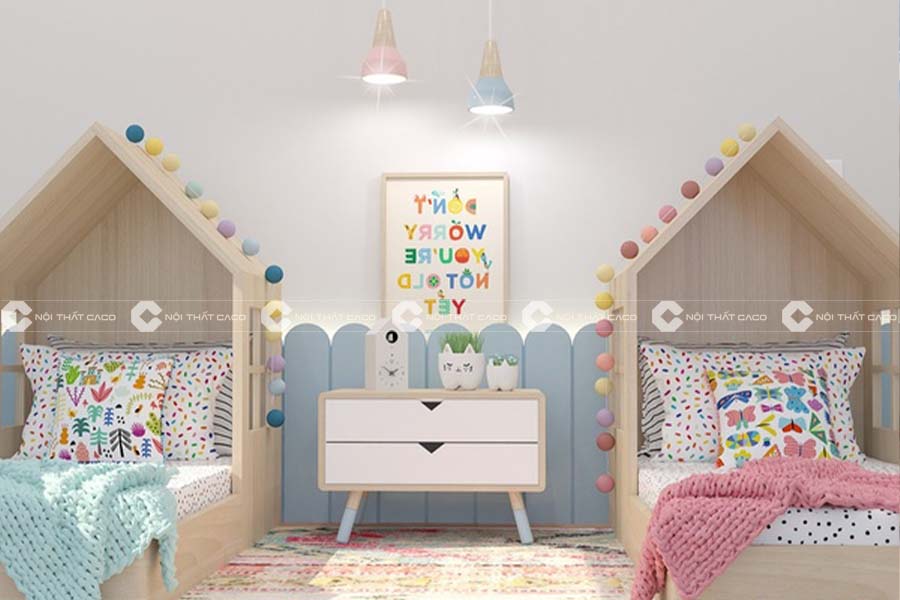 Thiết kế nội thất phòng ngủ đôi cho bé trai và bé gái như thế nào?