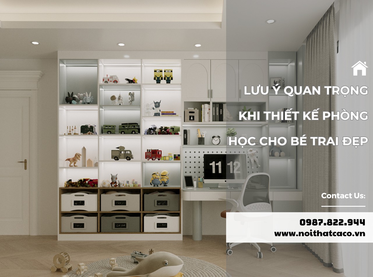 LƯU Ý quan trọng khi thiết kế phòng học cho bé trai đẹp