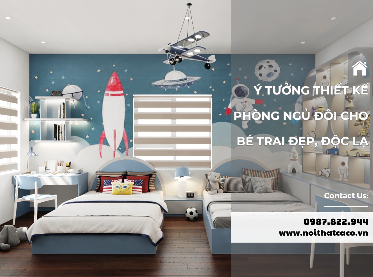 Ý tưởng thiết kế phòng ngủ đôi cho bé trai đẹp, độc lạ