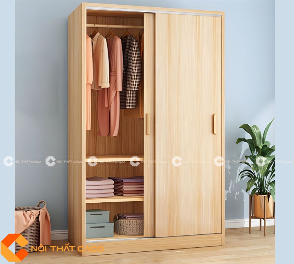 Tủ Quần Áo Gỗ Công Nghiệp MDF Cửa Lùa Thiết Kế Thanh Lịch Hiện Đại - TAL052