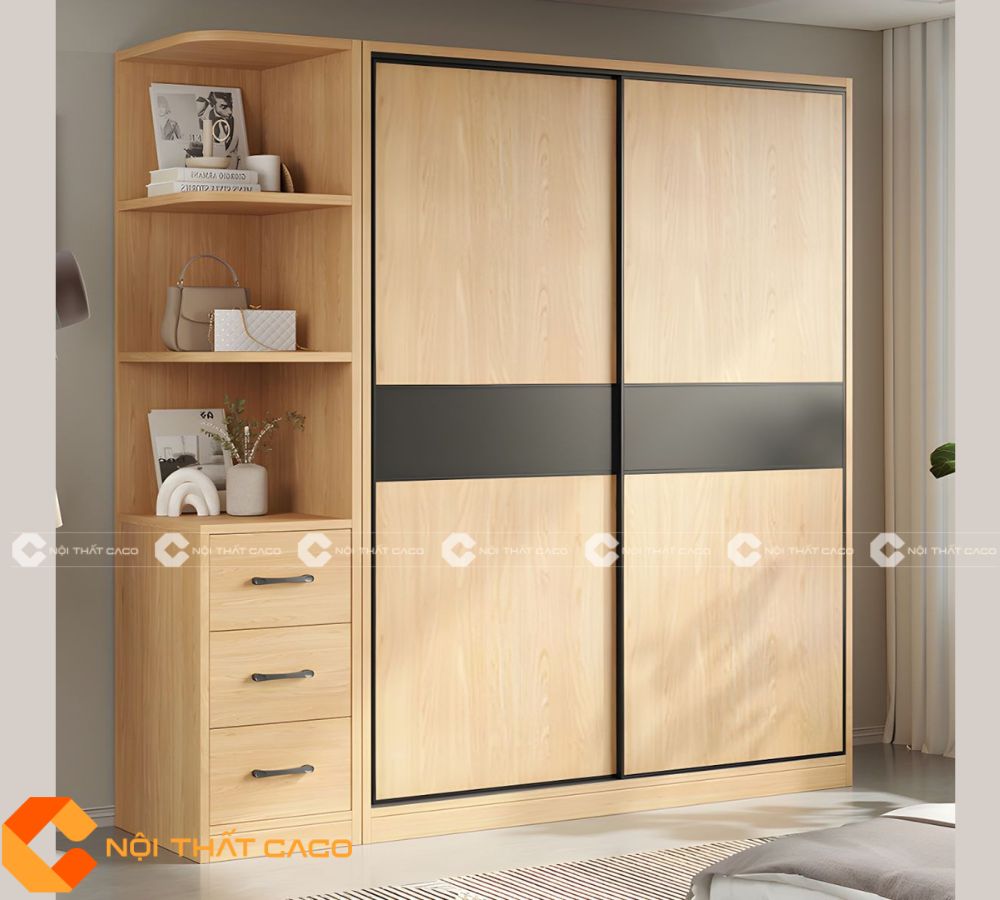 Tủ Quần Áo Gỗ MDF Cửa Lùa Thiết Kế Tinh Tế, Hiện Đại - TAL056