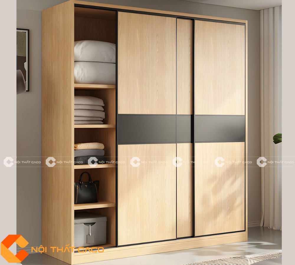 Tủ Quần Áo Gỗ MDF Cửa Lùa Thiết Kế Tinh Tế, Hiện Đại - TAL057