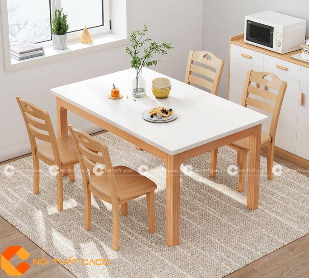 Bộ Bàn Ăn Gỗ Sồi Tự Nhiên Với Kiểu Dáng Sang Trọng - BA025 