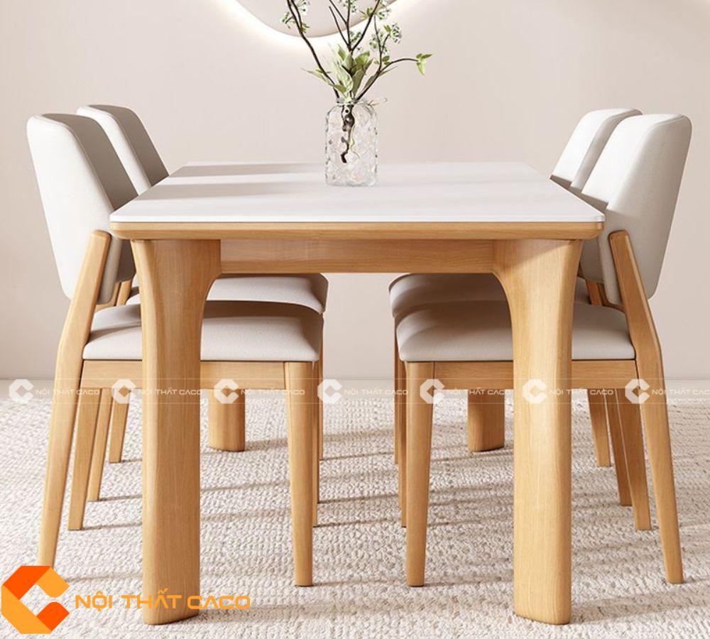 Bộ Bàn Ăn Gỗ Sồi Tự Nhiên Kiểu Dáng Thời Thượng - BA043 
