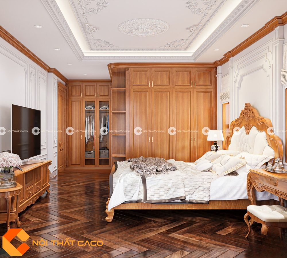 Bộ Combo Phòng Ngủ Gỗ Gõ Đỏ Tự Nhiên Trang Nhã - PNTN054 