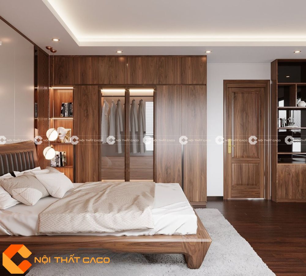 Bộ Combo Phòng Ngủ Gỗ Óc Chó Tự Nhiên Hiện Đại - PNTN066 
