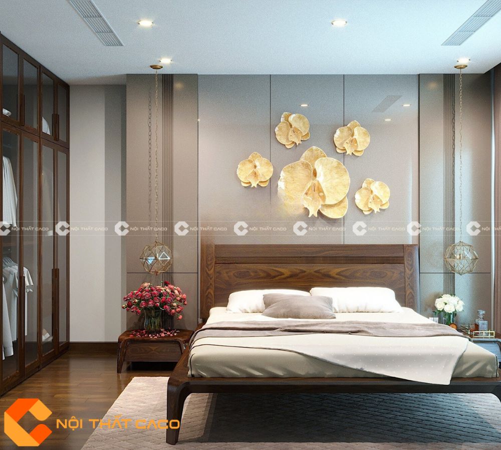 Bộ Combo Phòng Ngủ Gỗ Óc Chó Tự Nhiên Màu Nâu Trầm - PNTN077 