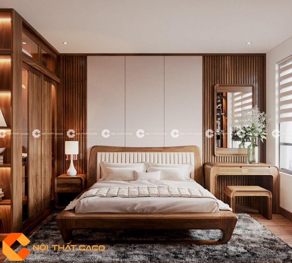 Bộ Combo Phòng Ngủ Gỗ Óc Chó Tự Nhiên Thẩm Mỹ Cao - PNTN078 