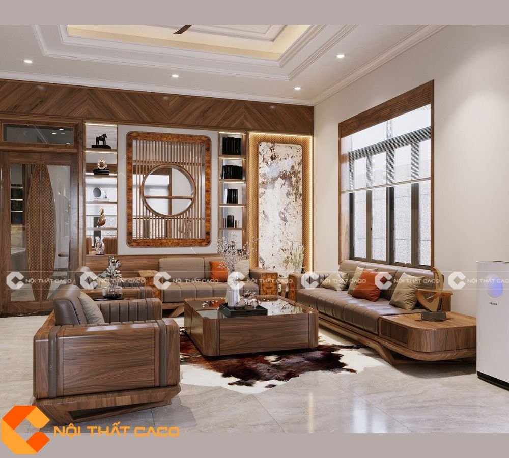 Bộ Sofa Gỗ Óc Chó Tự Nhiên Nguyên Khối Vững Chãi - SFG049 