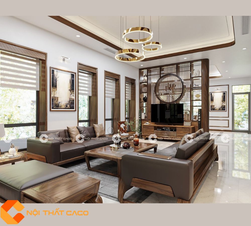 Bộ Sofa Gỗ Óc Chó Tự Nhiên Phong Cách Hiện Đại - SFG052 